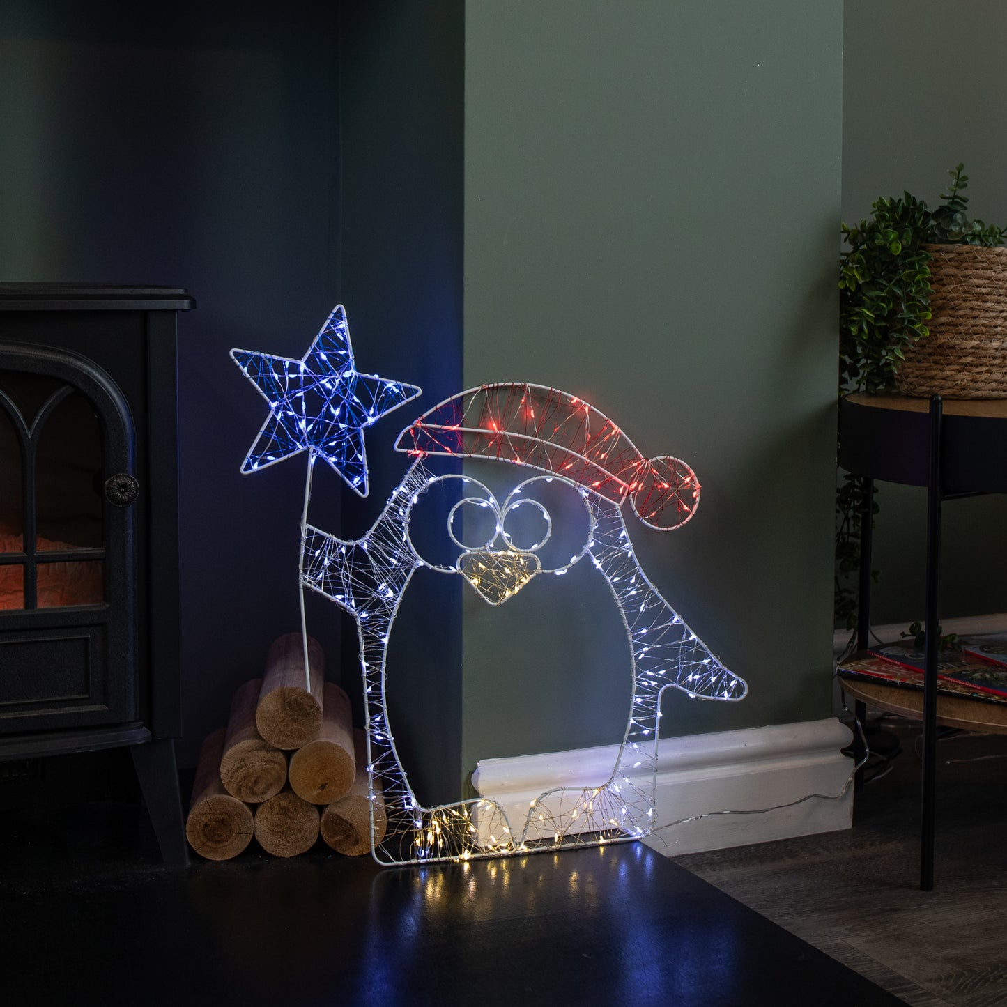 52cm Light up Christmas Penguin Dewdrop Silhouette with Twinkling LEDs