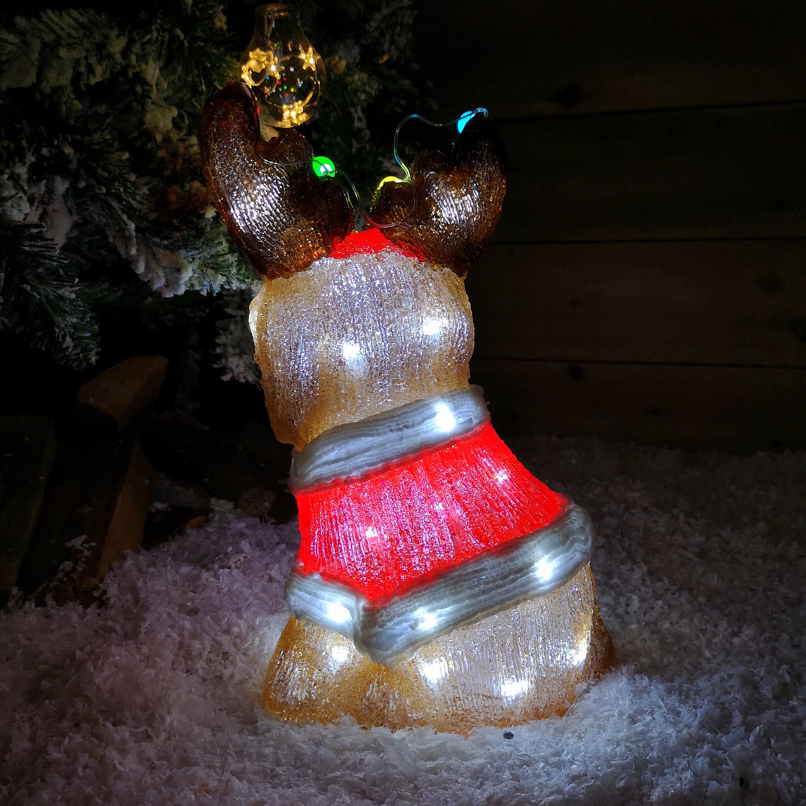 33cm Festive Acrylic Lit Dog Outdoor Christmas Decoration with 40 LED