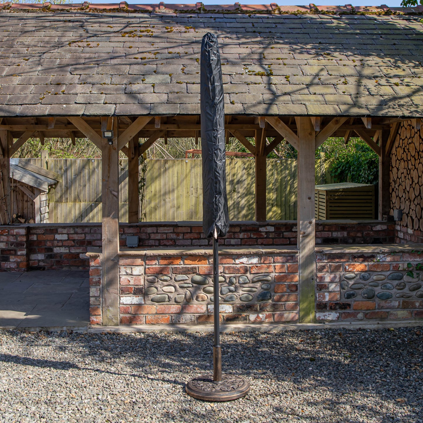 Factory Seconds: Samuel Alexander 2.7m Havana Garden Patio Parasol with Crank Handle and Cover in Black