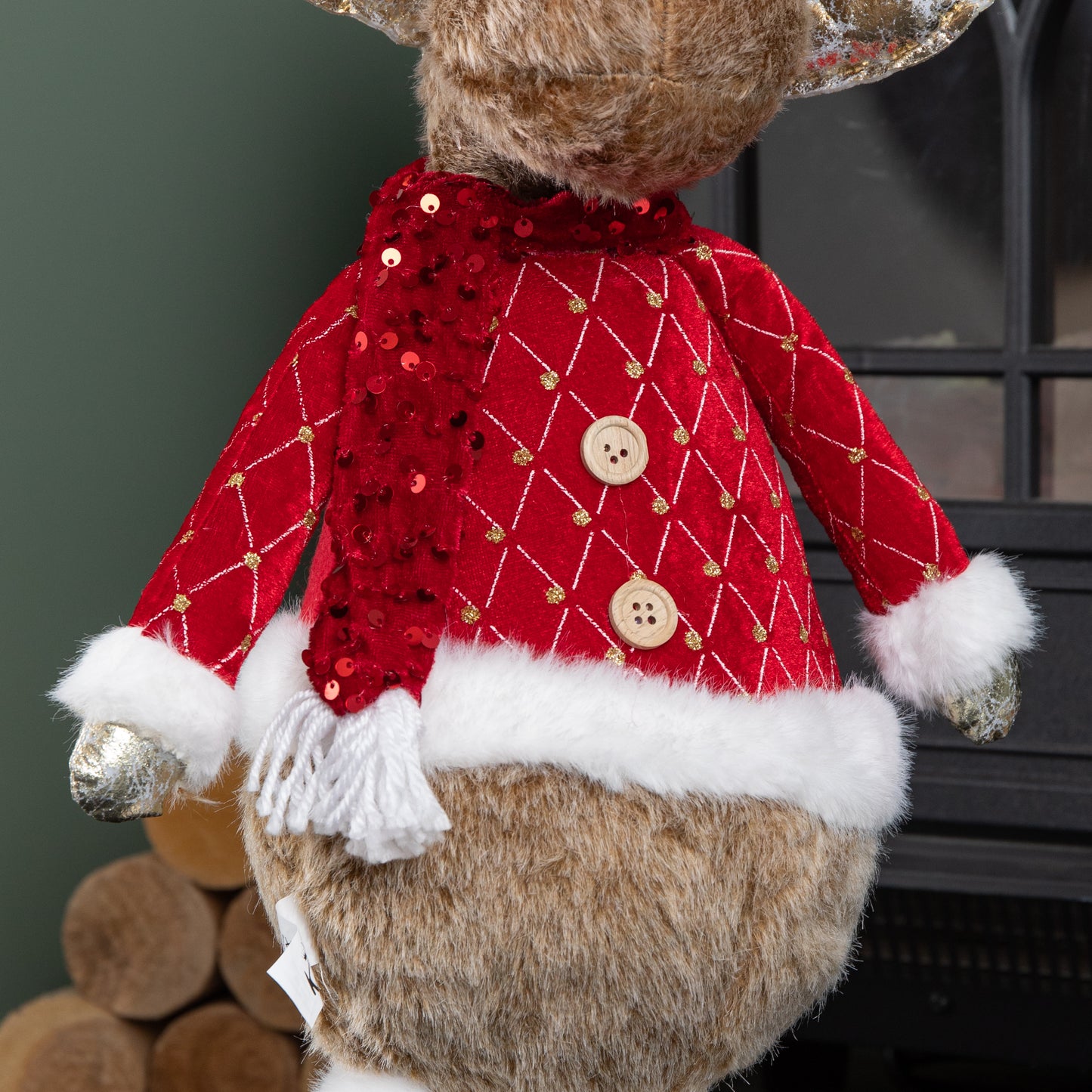 65cm Standing Plush Golden Cupid Christmas Reindeer Decoration