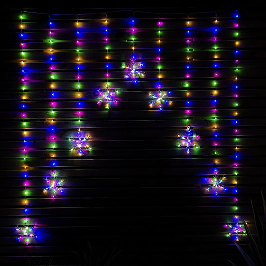 1.2m Multi Colour LED Snowflake Curtain Lights Christmas Decorations