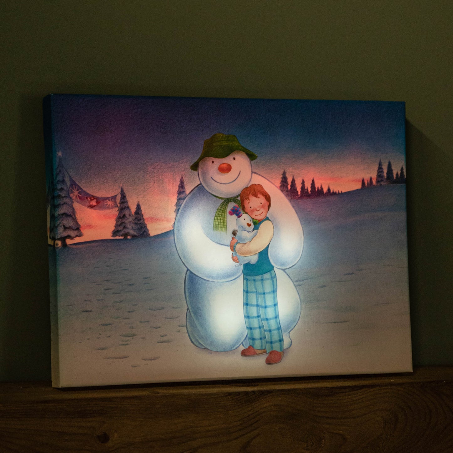  Battery Operated 30x40cm Colour Change LED Snowman Snowdog & Billy Canvas Wall Art