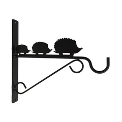 Handcrafted Metal 30cm Black Wall Hedgehog Bracket Hook For Garden Hanging Basket Bird Feeder