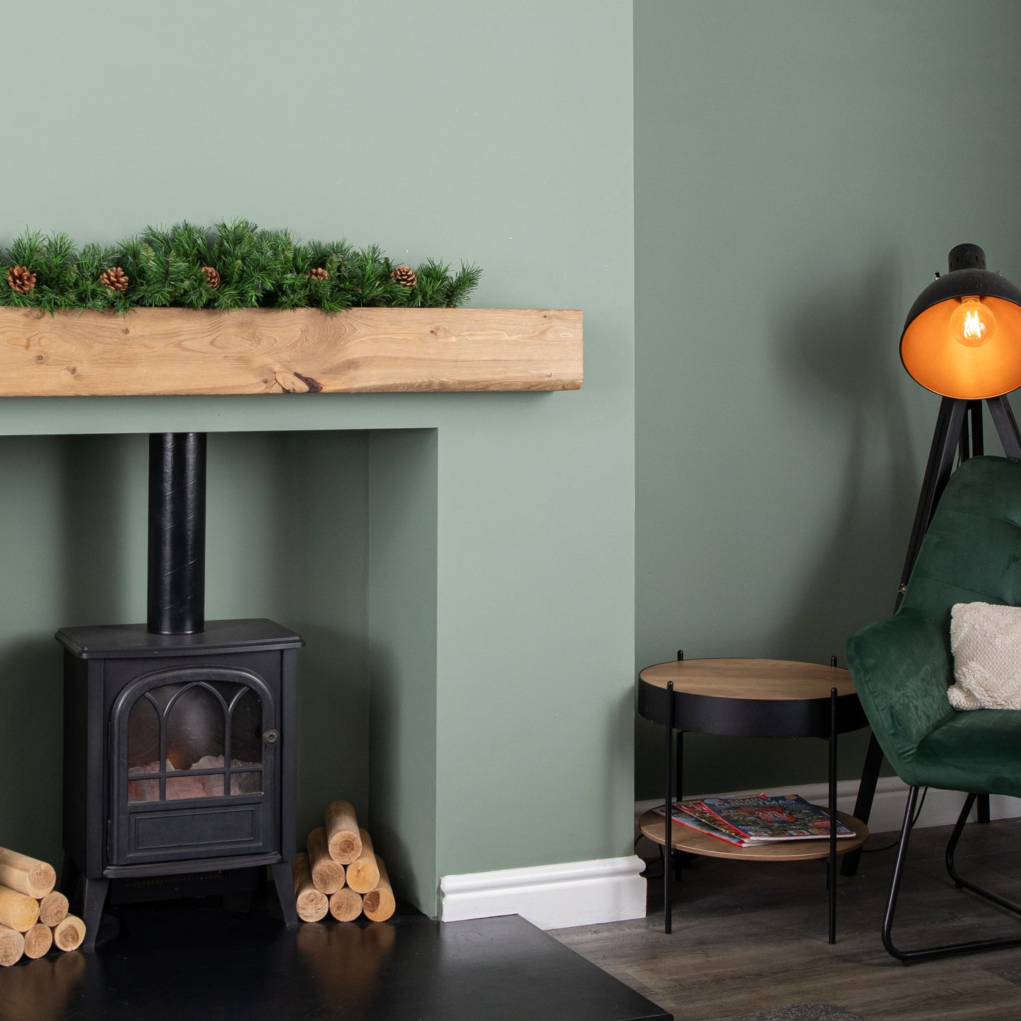 90cm Deluxe Princess Green Christmas Garland Swag with Pinecones