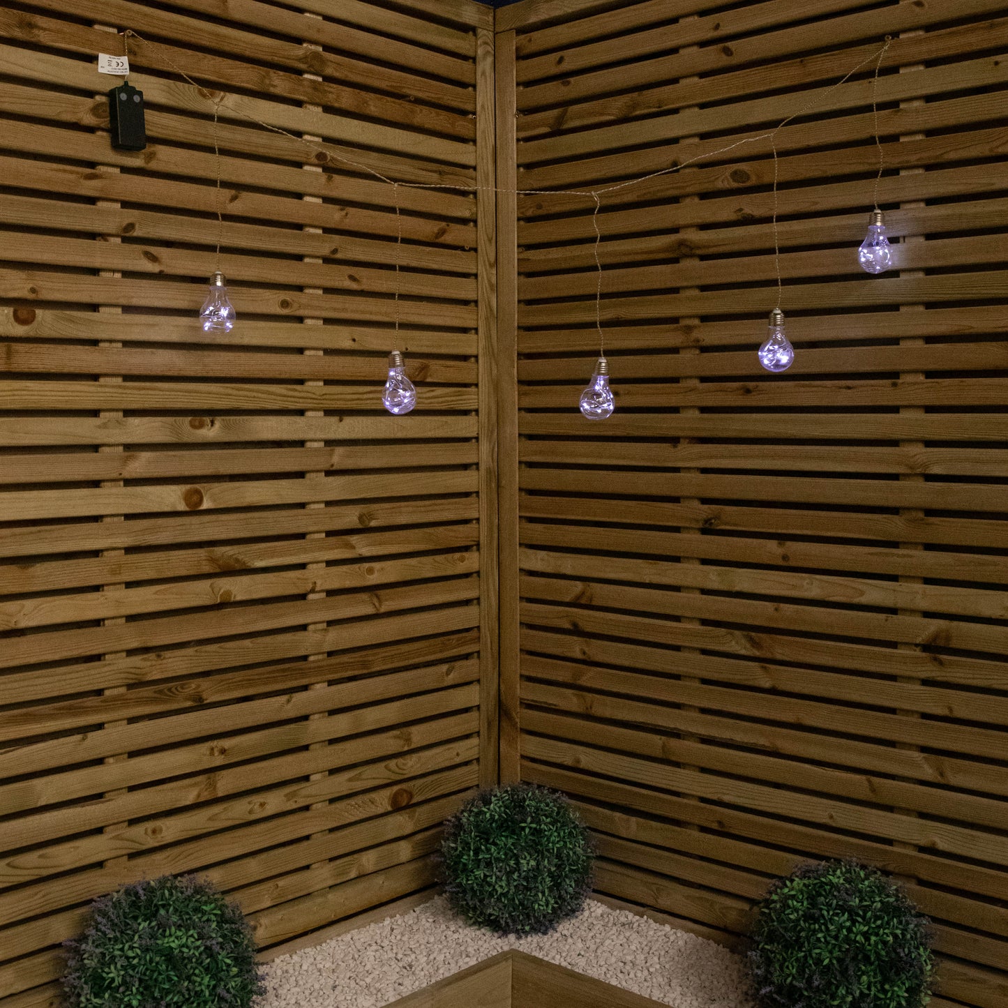 1.2m Set of 5 Battery Operated Light up Edison Style Bulbs with 40 Cool White LEDs