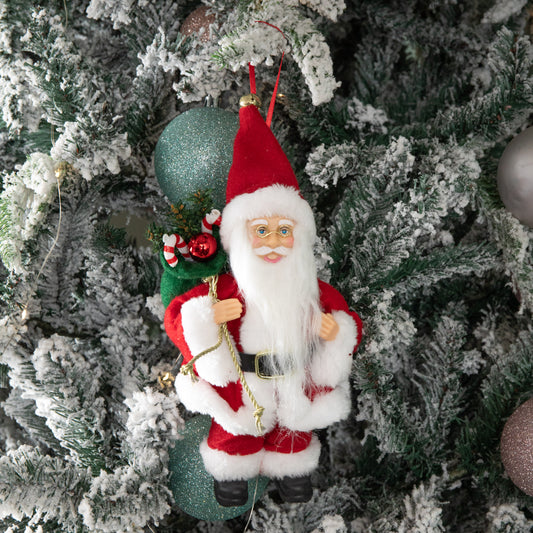 24cm Red and White Traditional Hanging Santa Christmas Pendant