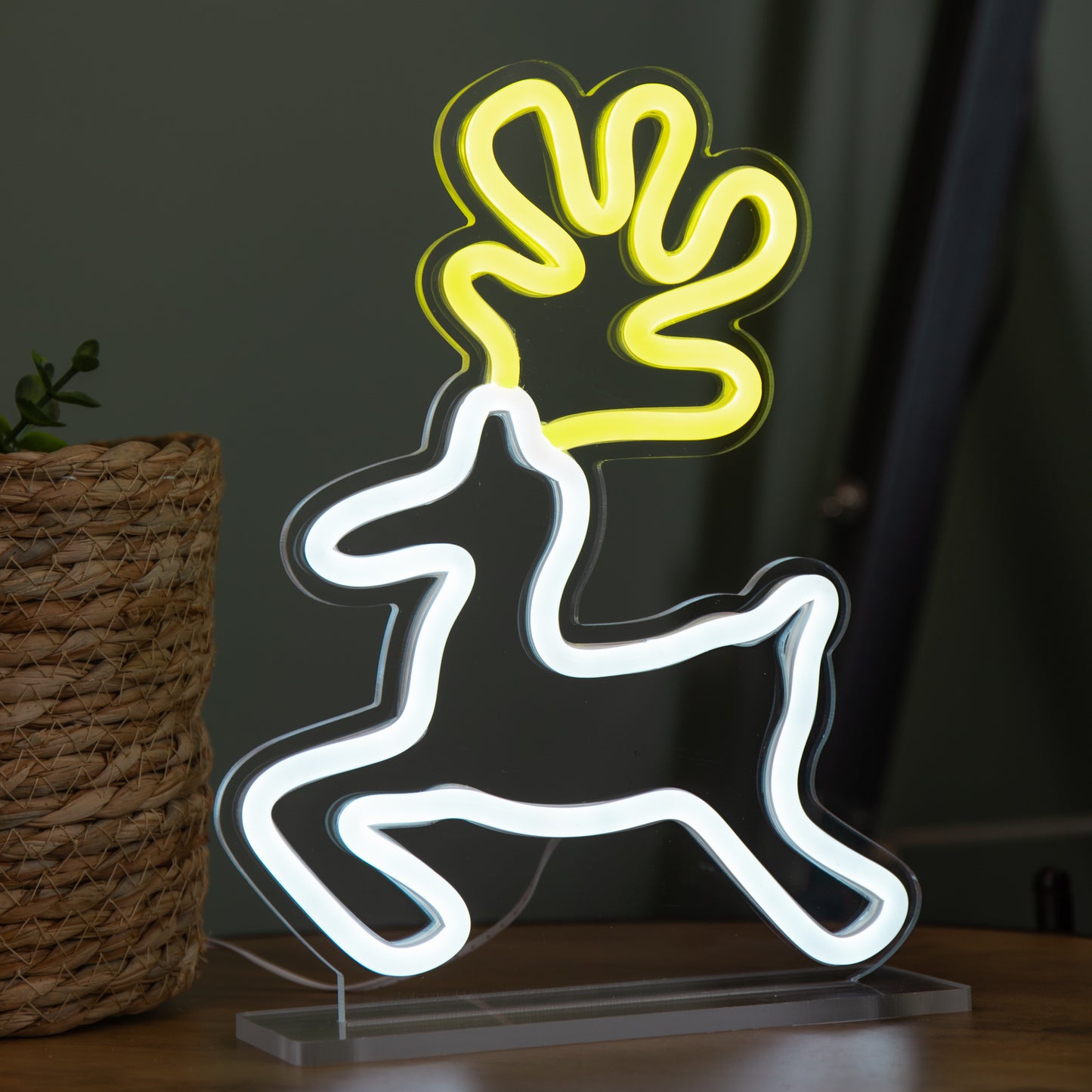 25cm Light up Christmas Reindeer Table Top Neon Sign