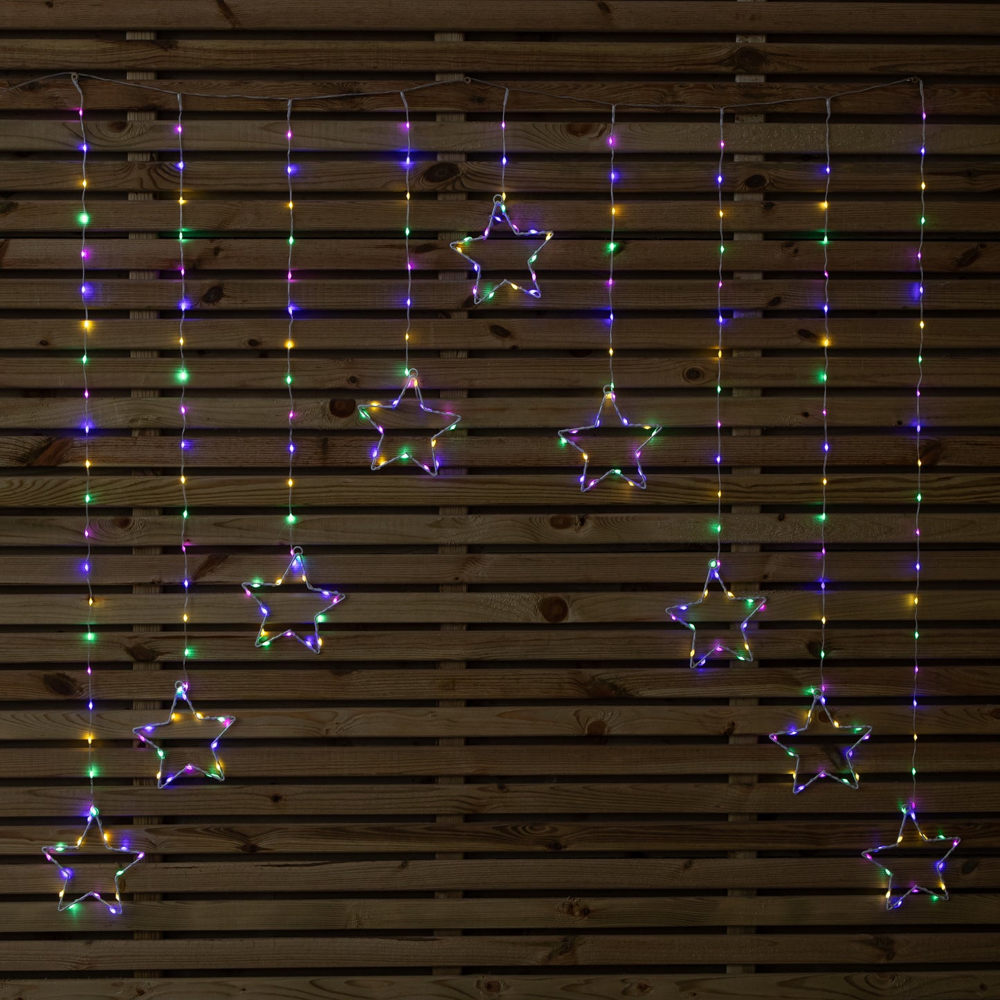 1.2m Light up Star Curtain Christmas Lights with Multi-Coloured LEDs