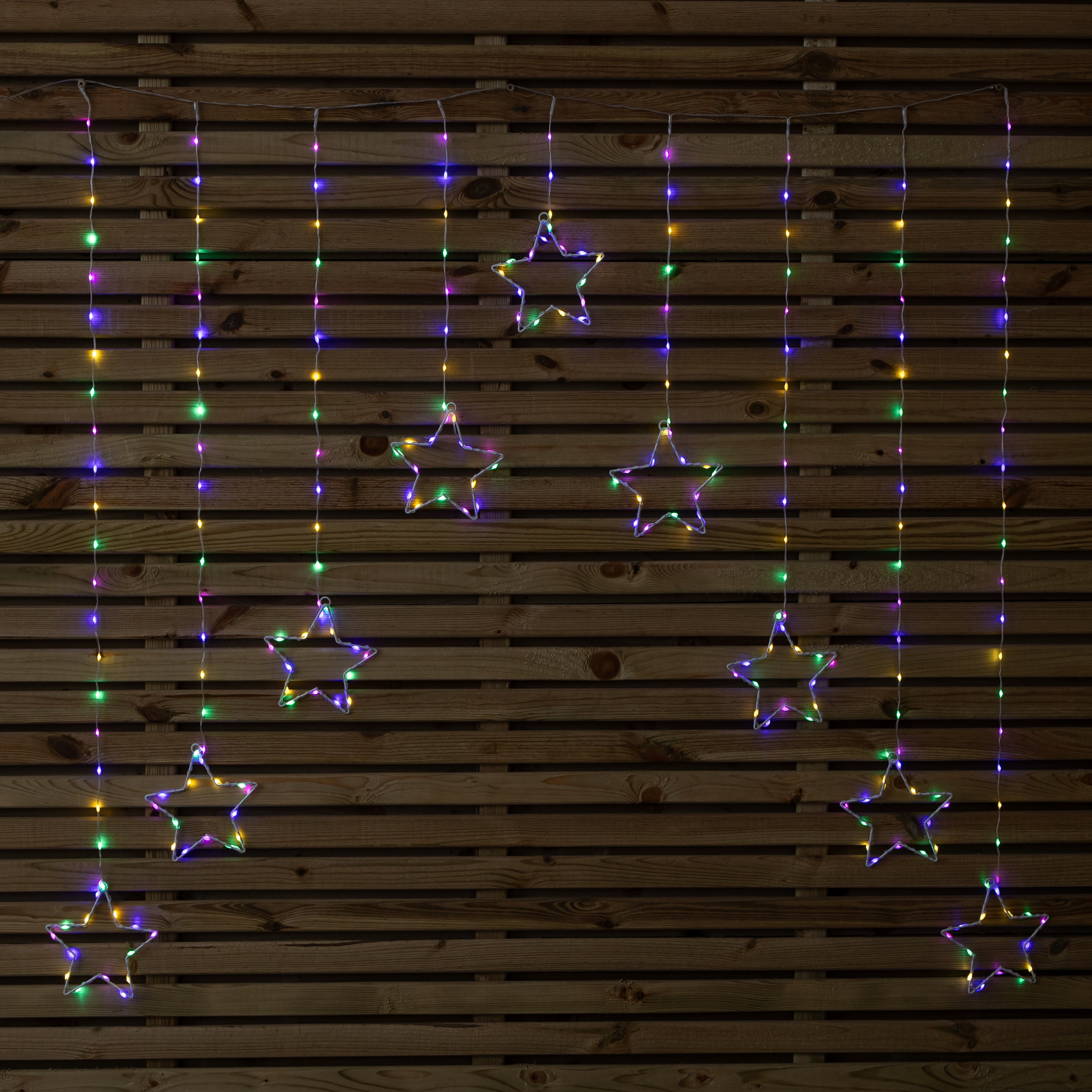 1.2m Light up Star Curtain Christmas Lights with Multi-Coloured LEDs