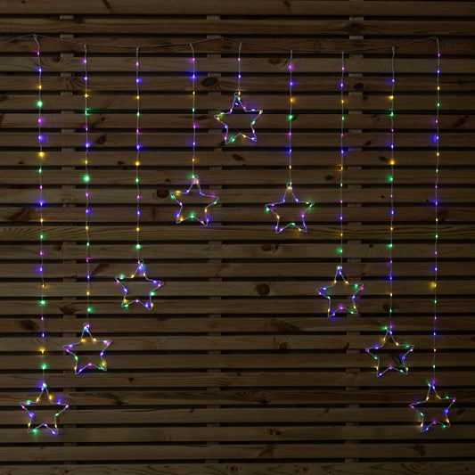 1.2m Light up Star Curtain Christmas Lights with Multi-Coloured LEDs