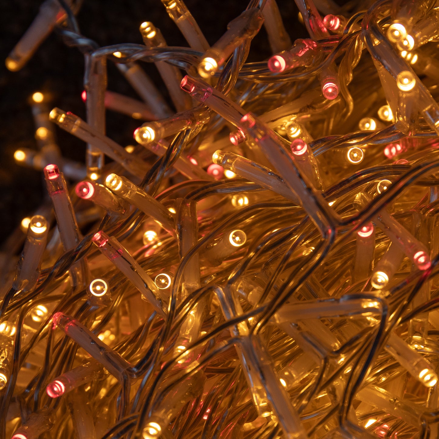 37.5m 1500 LED TreeBrights Christmas String Lights with Timer in Vintage Gold and Red on Clear Cable