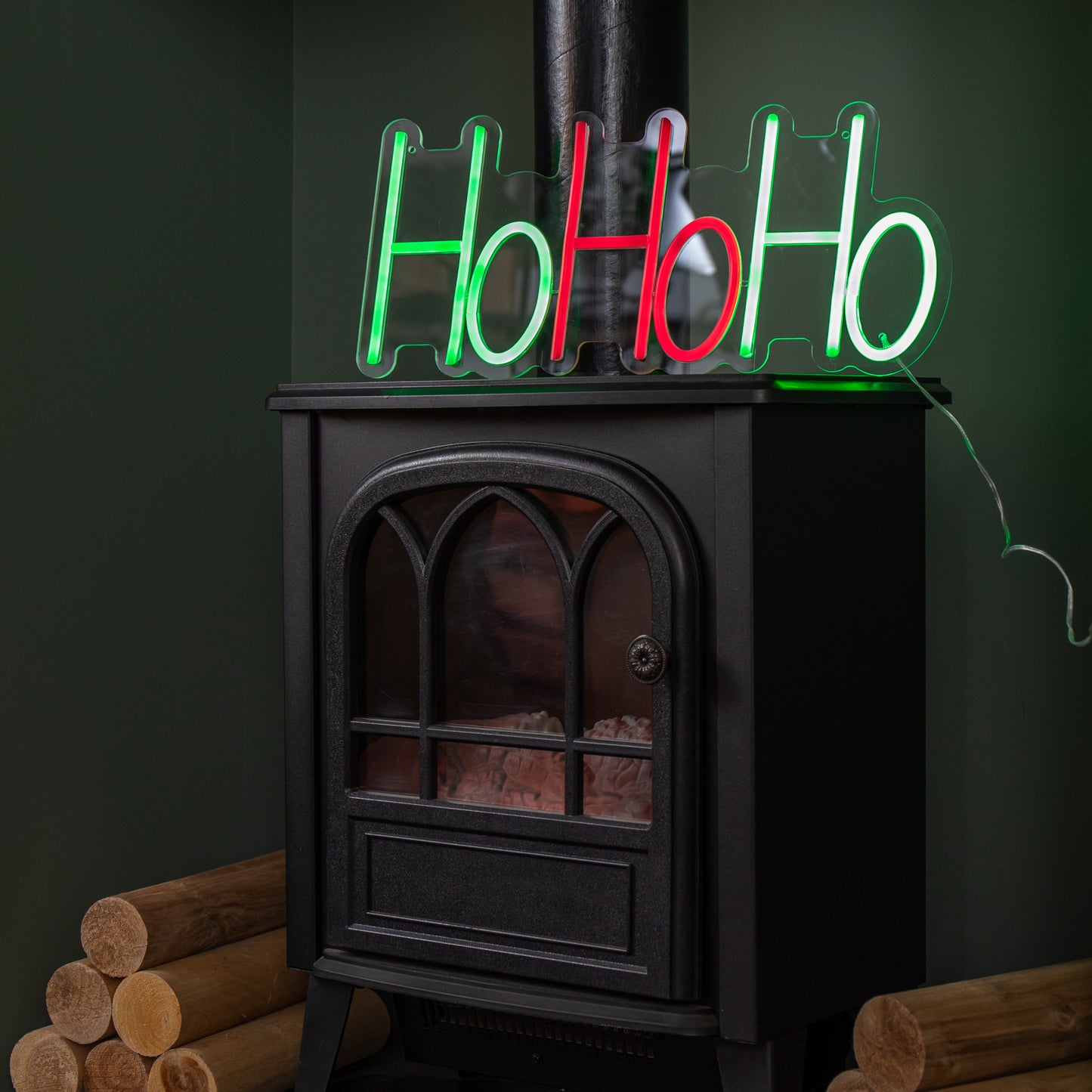 40cm x 18cm Light up Ho Ho Ho Christmas Neon Flex Hanging Sign
