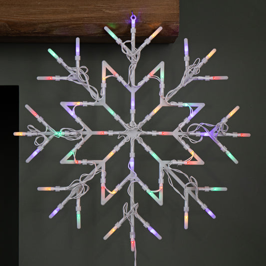 34cm Battery Operated Light up Christmas Snowflake with 50 Multi-Coloured LEDs