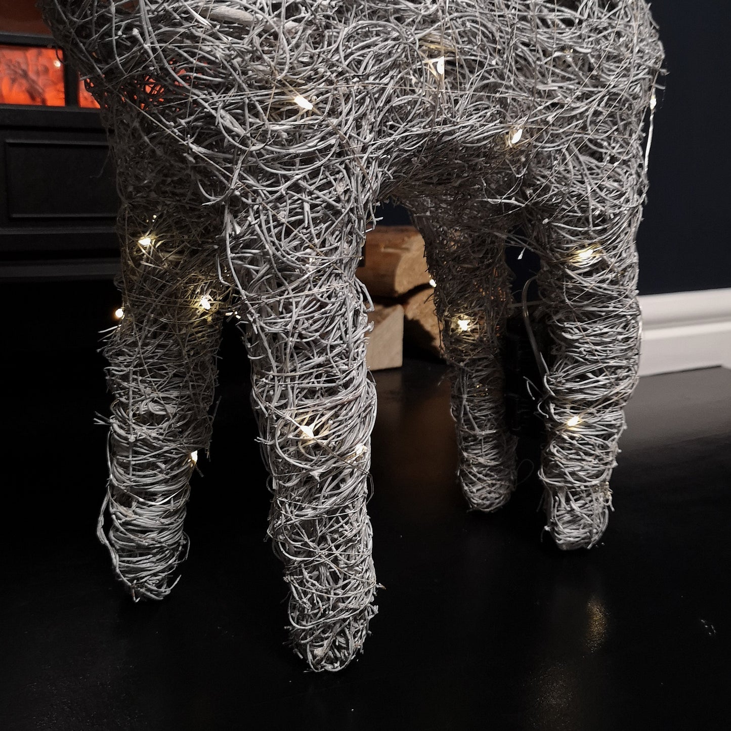 66cm Battery Operated Rattan Woven Cupid Reindeer with Warm White LEDs