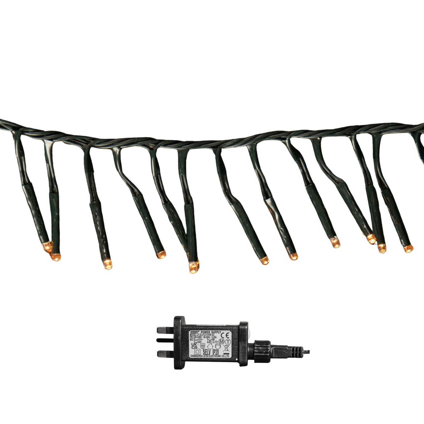 18.5m 1440 LED Christmas Cluster Multi-Action String Lights with Timer in Vintage Gold