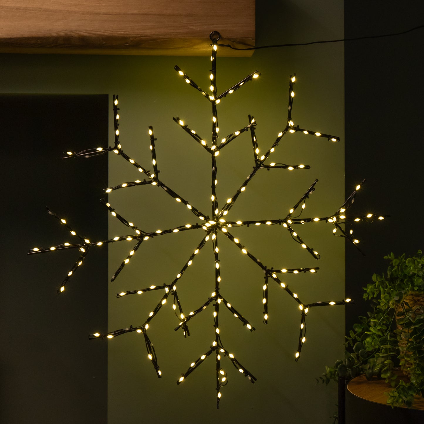61cm Light up Twinkling Christmas Snowflake with 196 Warm White LEDs