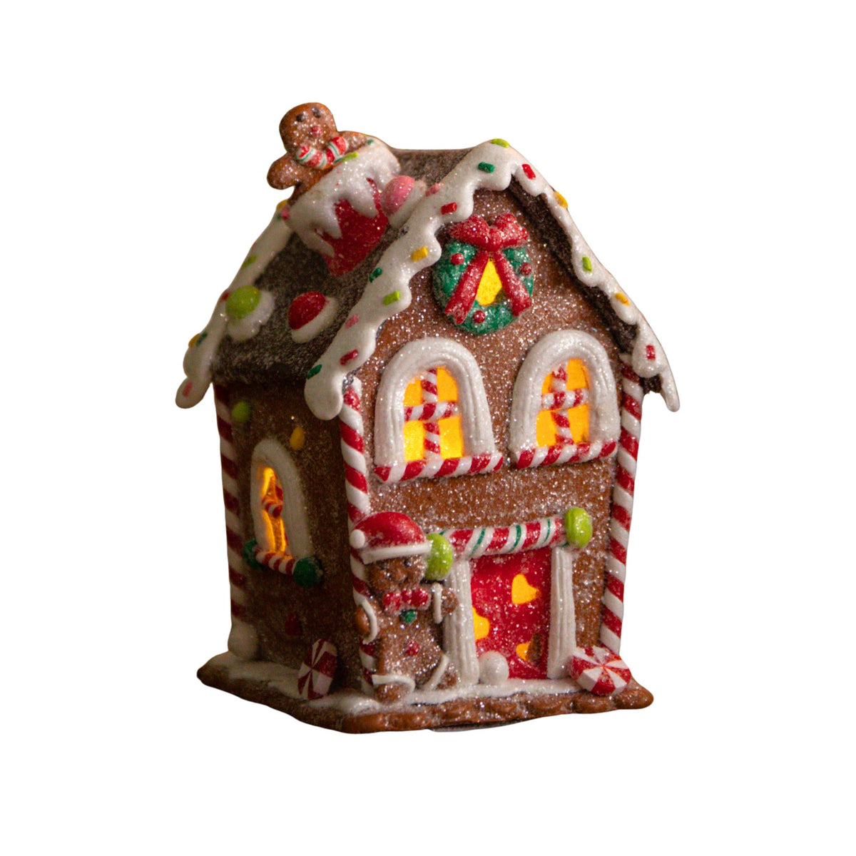 14cm Battery Operated Light up Gingerbread Candy Cottage with Warm White LEDs