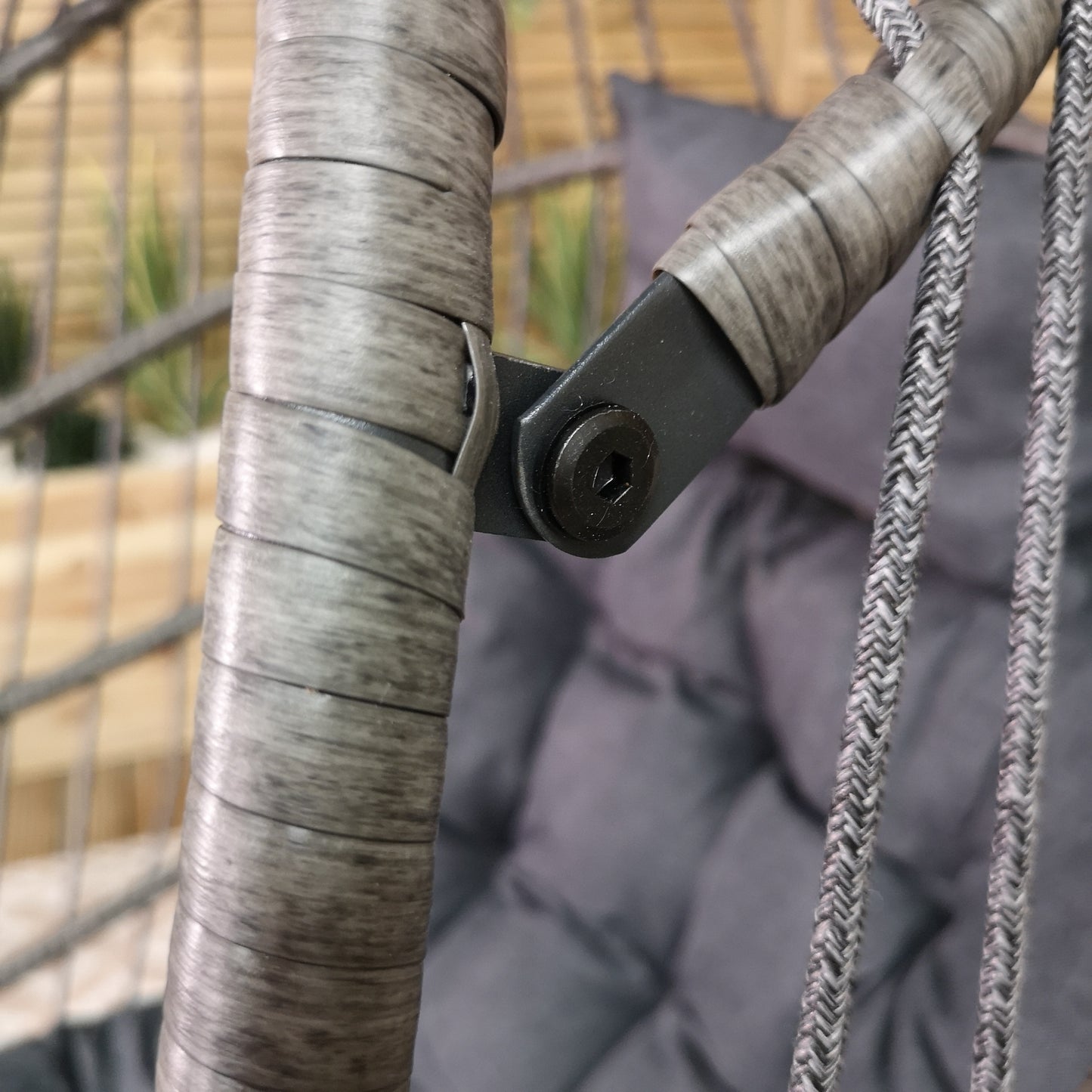 Factory Seconds: Samuel Alexander Grey Hanging Egg Chair With Stand Waterproof Cover And Cushions Steel Frame Rattan Outdoor Swing Chair Garden Seat Hammock Balcony Conservatory Furniture 