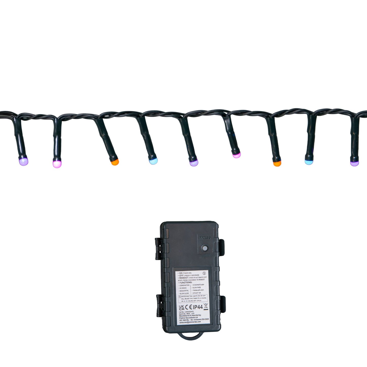 9m 360 LED Battery Operated Christmas BerryBrights String Lights in Rainbow