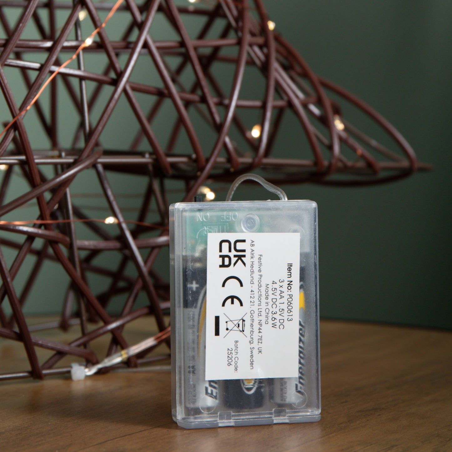 60cm Battery Operated Light up Christmas Tree with Red Bow & 60 Warm White LEDs