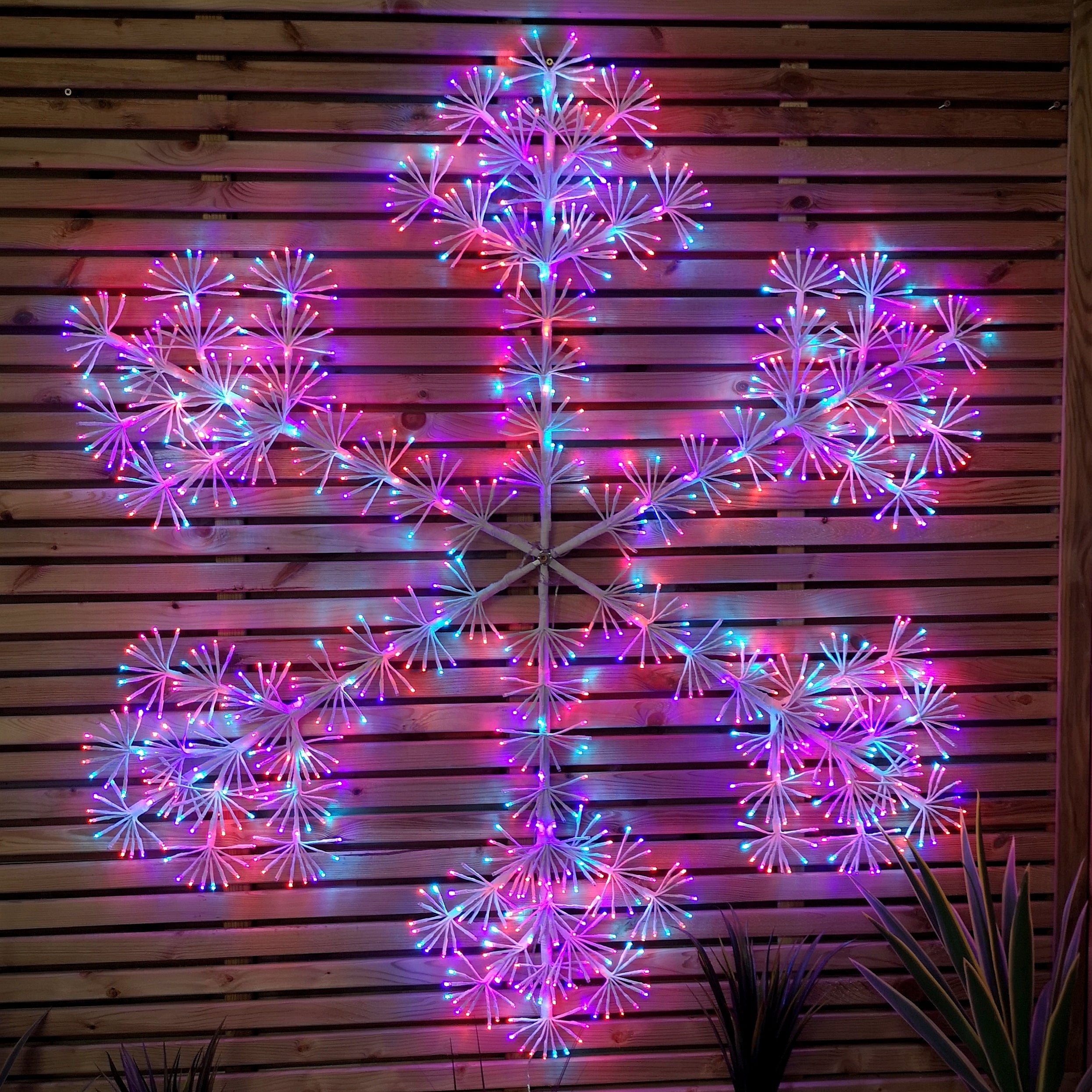 1.5m Twinkling Rainbow Starburst Snowflake Christmas Decoration with 1080 LED