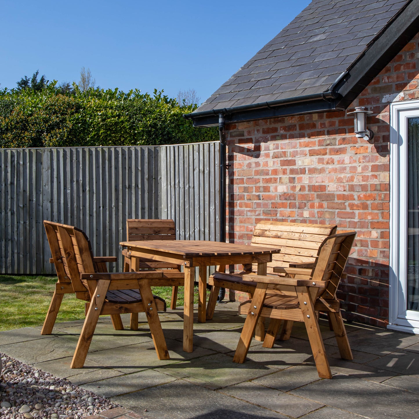 Hand Made 6 Seater Rustic Wooden Garden Furniture Table and Bench/Chairs Set