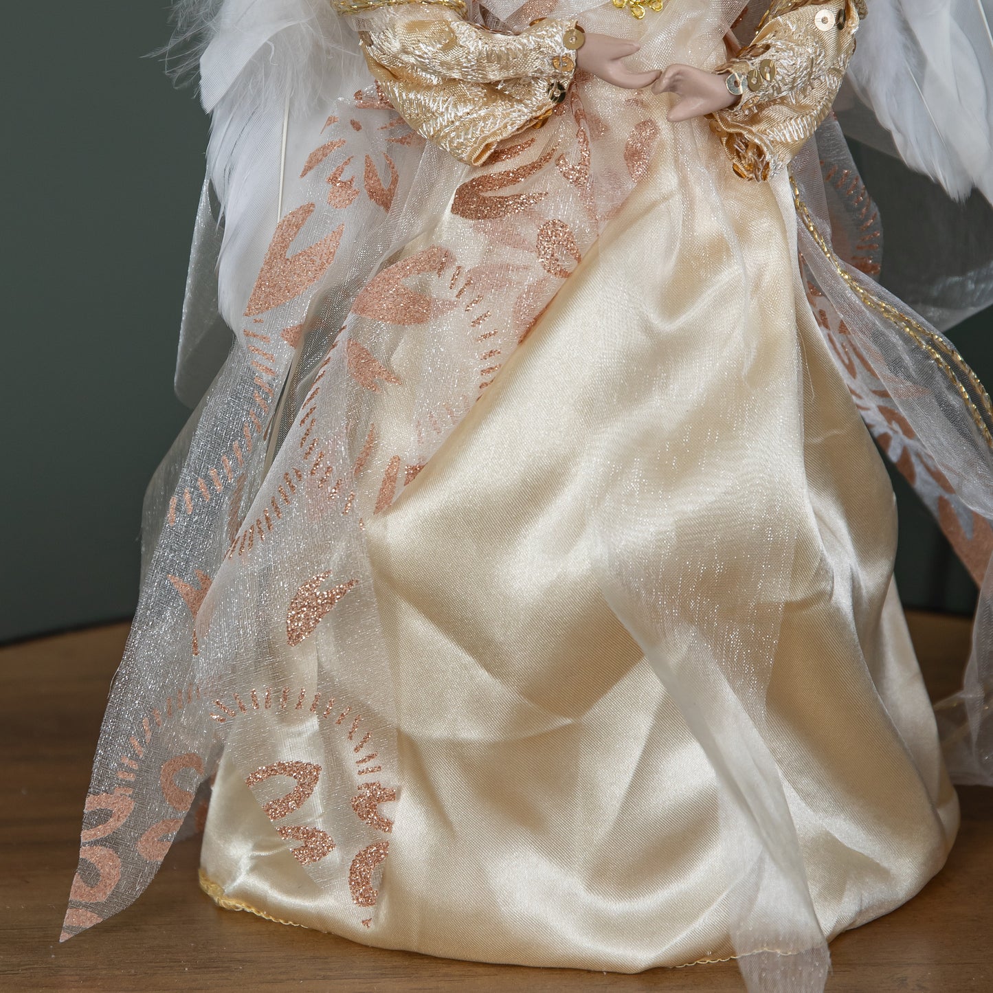30cm Angel Christmas Tree Topper with Feather Wings in Gold