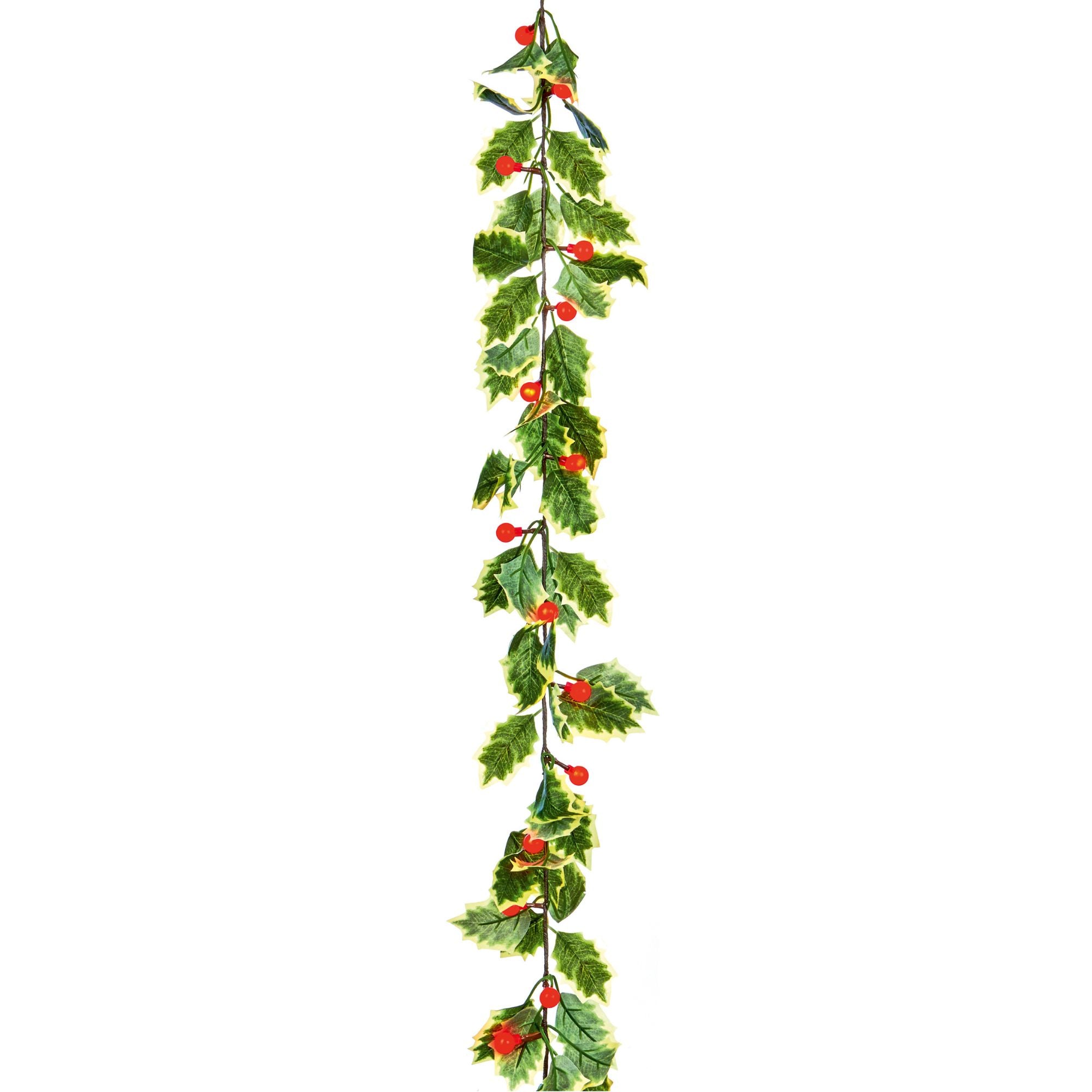 1.8m Artificial Garland with Berries & Lights Battery Operated with 35 Warm White LEDs