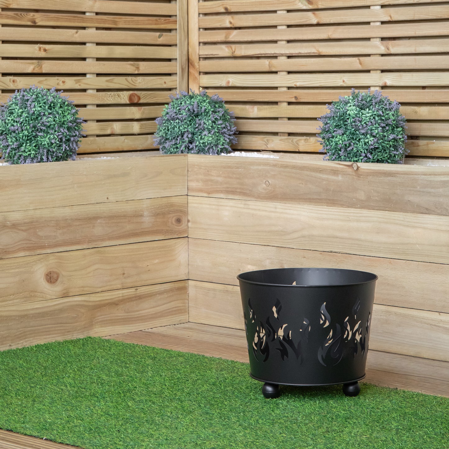 32cm Black Steel Fuego Outdoor Garden Firebasket