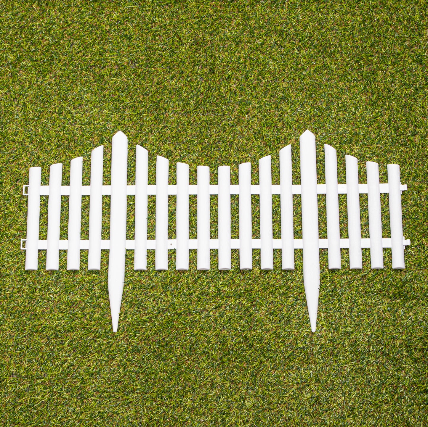 2 x 33cm 4 Piece Set White Wood Effect Picket Fence Garden Edging 