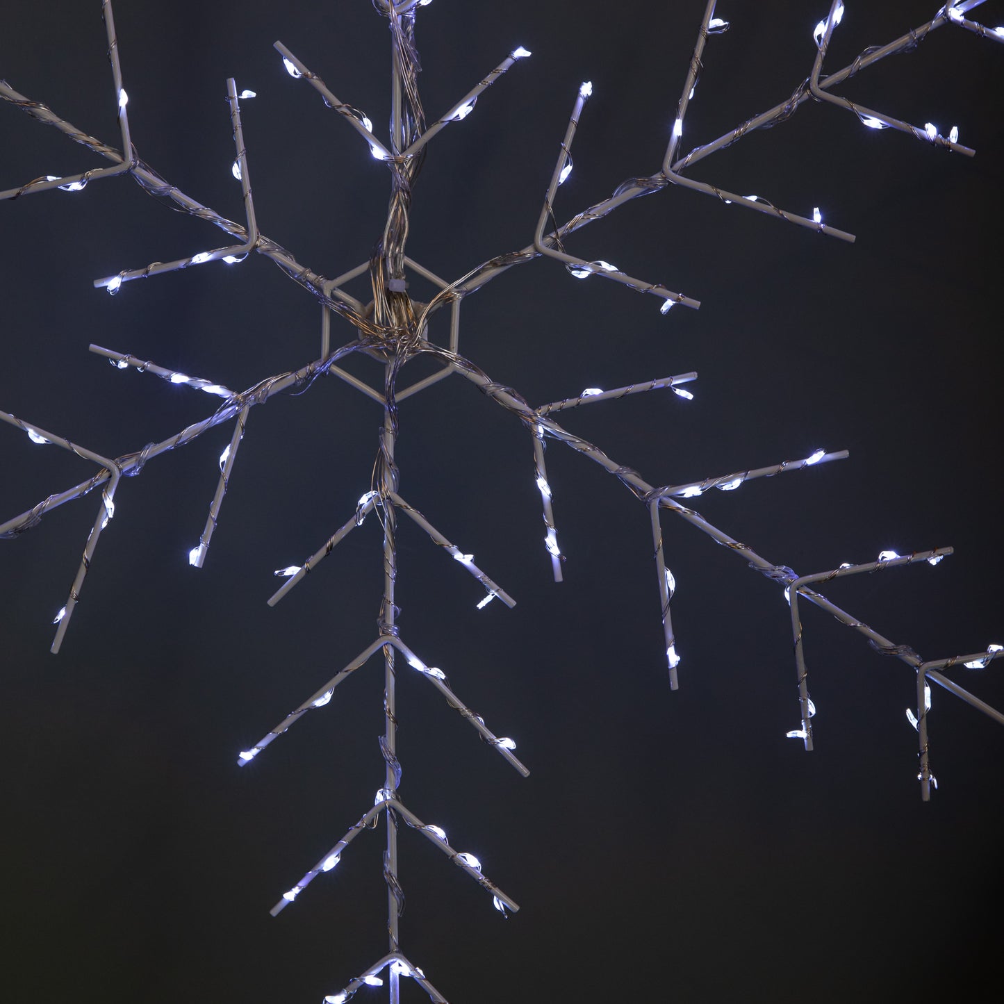 50 x 50cm Light up Metal Christmas Snowflake with 132 Multi-Action White LEDs