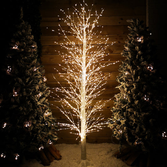 7ft (2.1m) White Modelling Micro Dot Tree with 1,700 Twinkling LEDs in Warm white 
