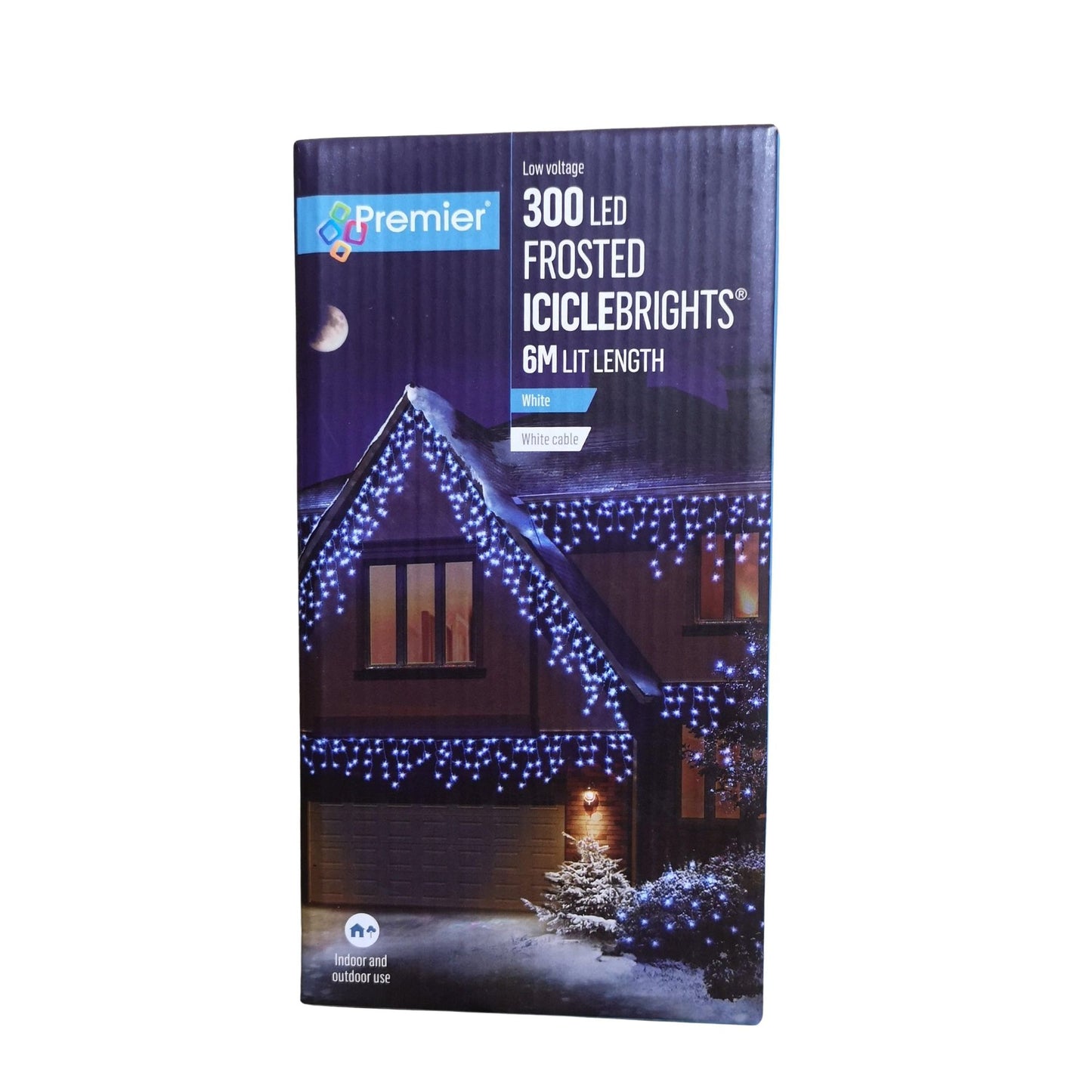 300 LED 7.5m Premier Christmas Outdoor 8 Function Icicle Lights in Cool White