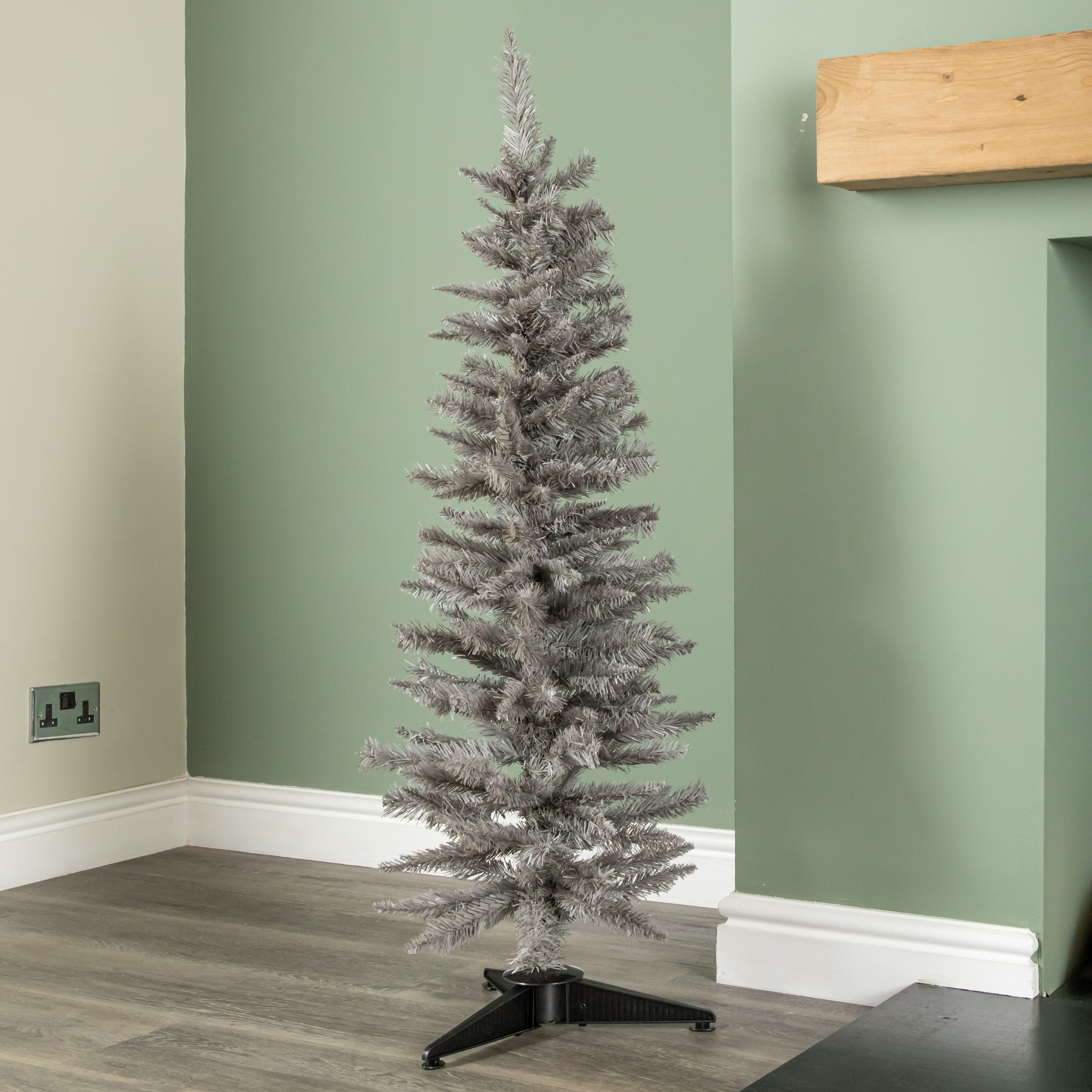 4ft (120cm) Artificial Pencil Pine Grey Christmas Tree with 168 Tips & Stand