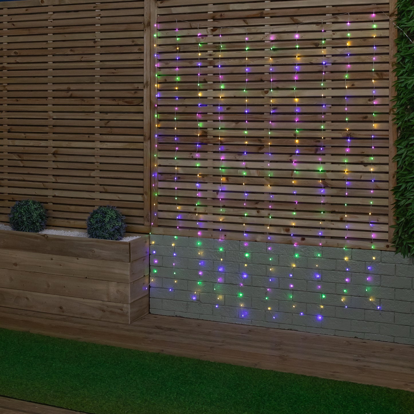 2.1m Light up Christmas Curtain Party Lights with 280 Multi-Coloured LEDs