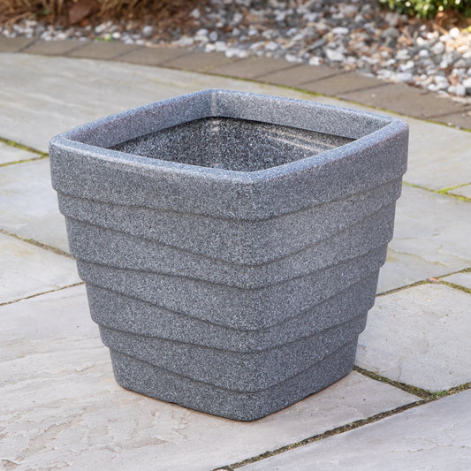 31cm Small Square Dark Grey Garden Patio Trojan Plant pot