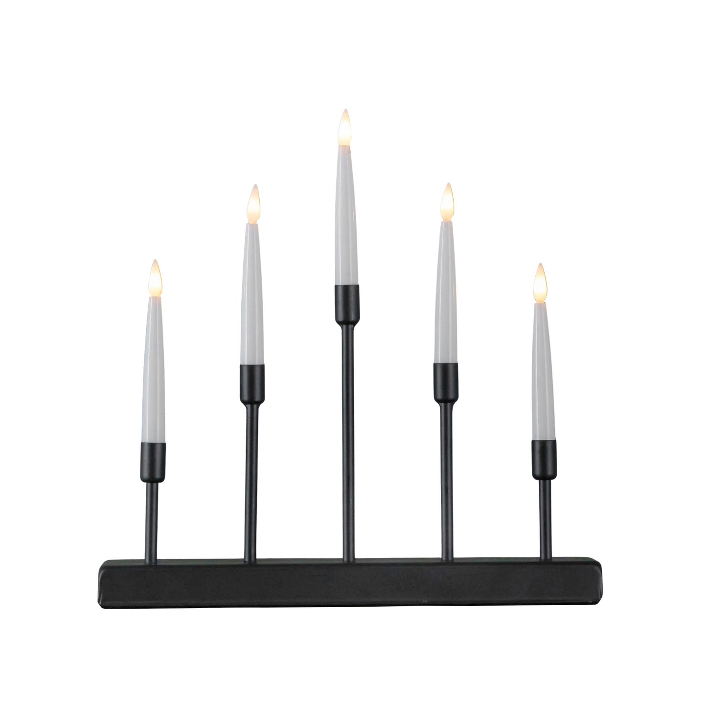 32cm Battery Operated Light up Black Metal Christmas Candlebridge with 5 Warm White LEDs