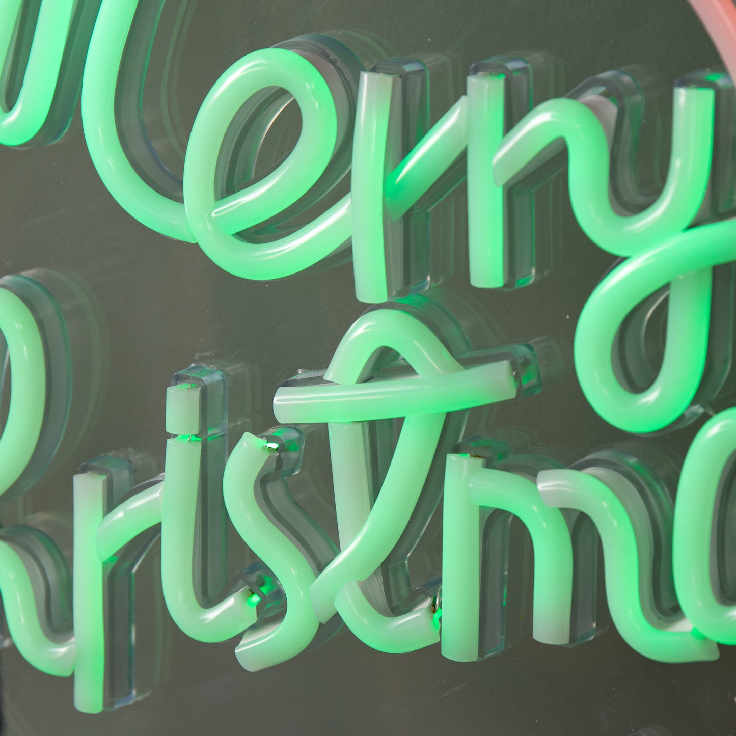 38cm x 40cm Light up Red and Green Neon Flex Merry Christmas Ball