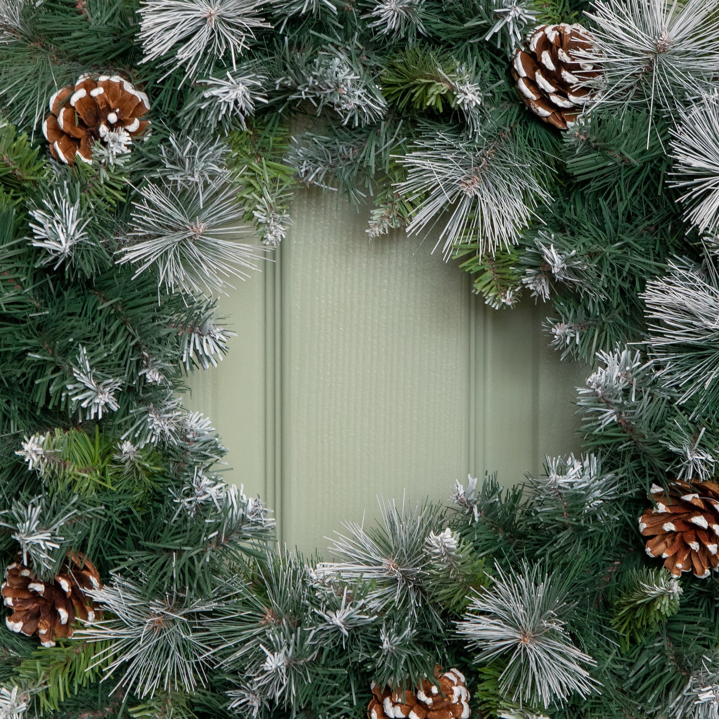 60cm Frosted Glacier Snow Tipped Christmas Wreath with Pine Cones