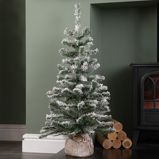 3ft (90cm) Mini Imperial Snowy Christmas Tree in Jute Bag