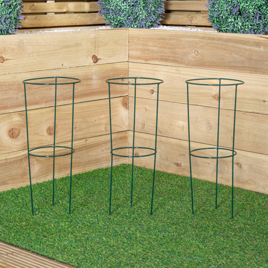 Pack of 3 Tom Chambers Urban Green Conical Garden Plant Support Ring 20cm- Small