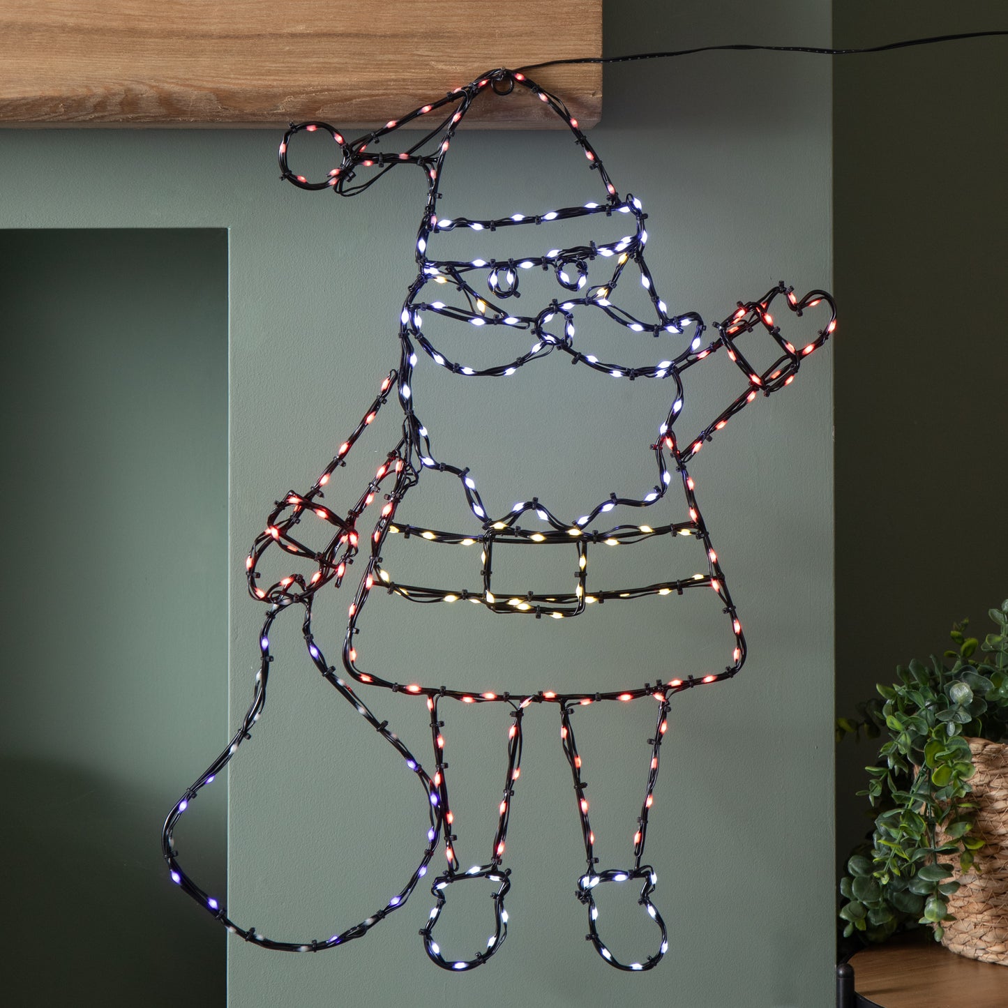 59cm x 45cm Light up FlexiBrights Christmas Santa Silhouette with 237 Multi-Coloured LEDs