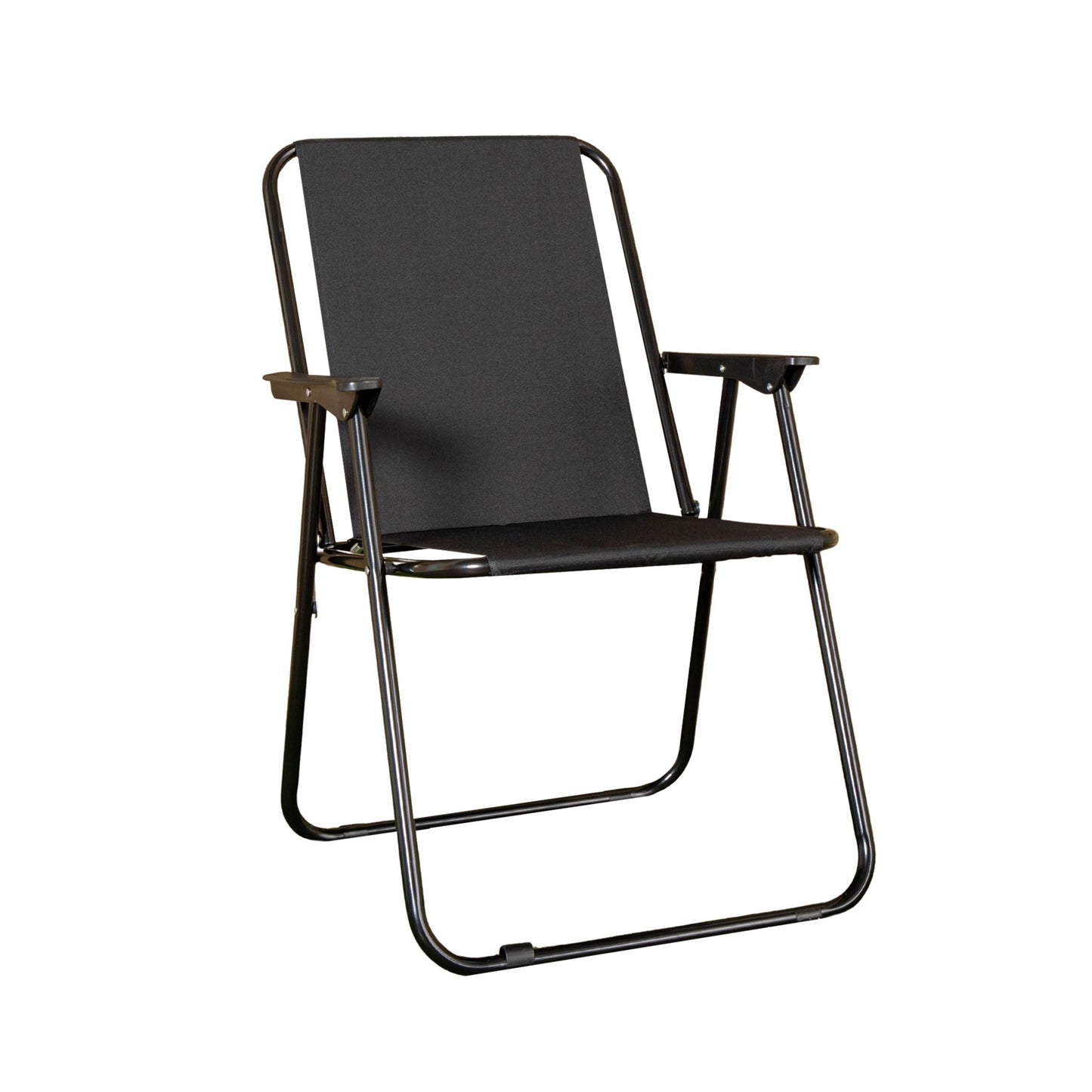 Black Lightweight Foldable Canvas Chair with  Plastic Armrests
