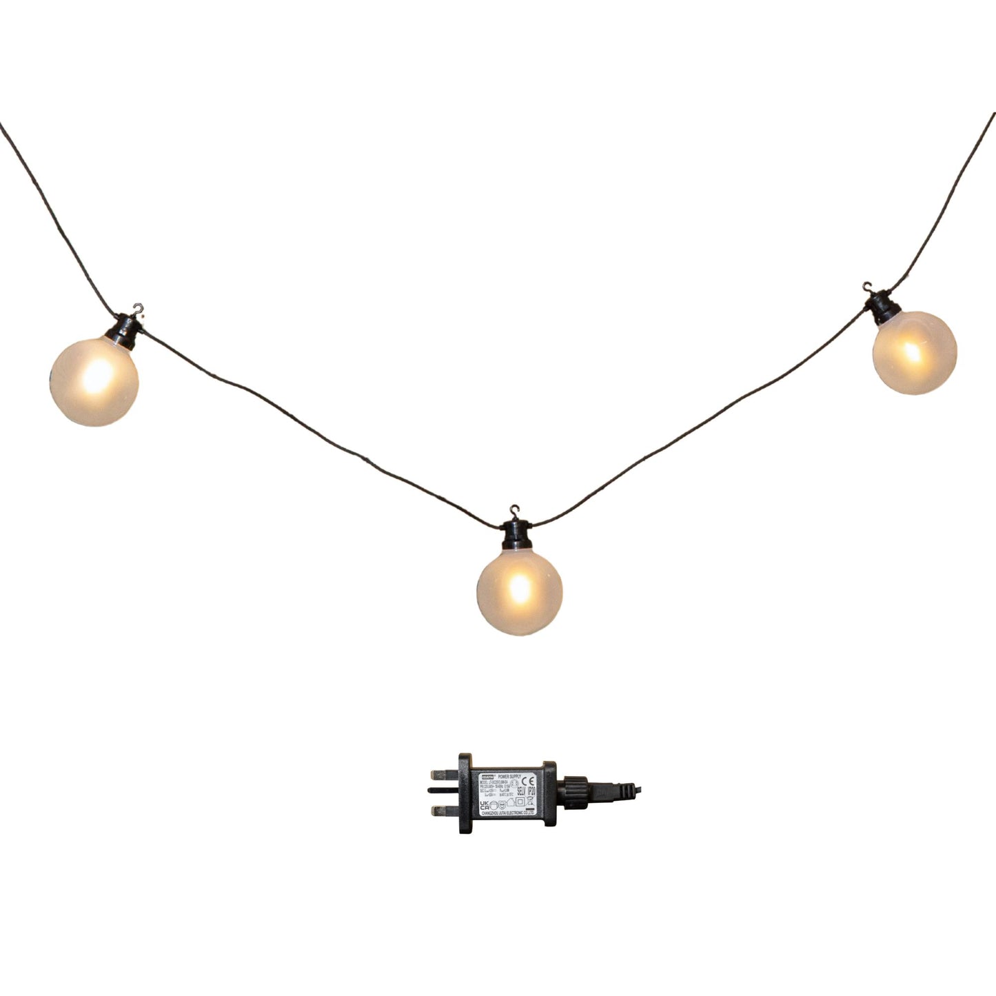 4.5m Set of 10 Frosted Ball Style Cap String Lights with Filament in Warm White