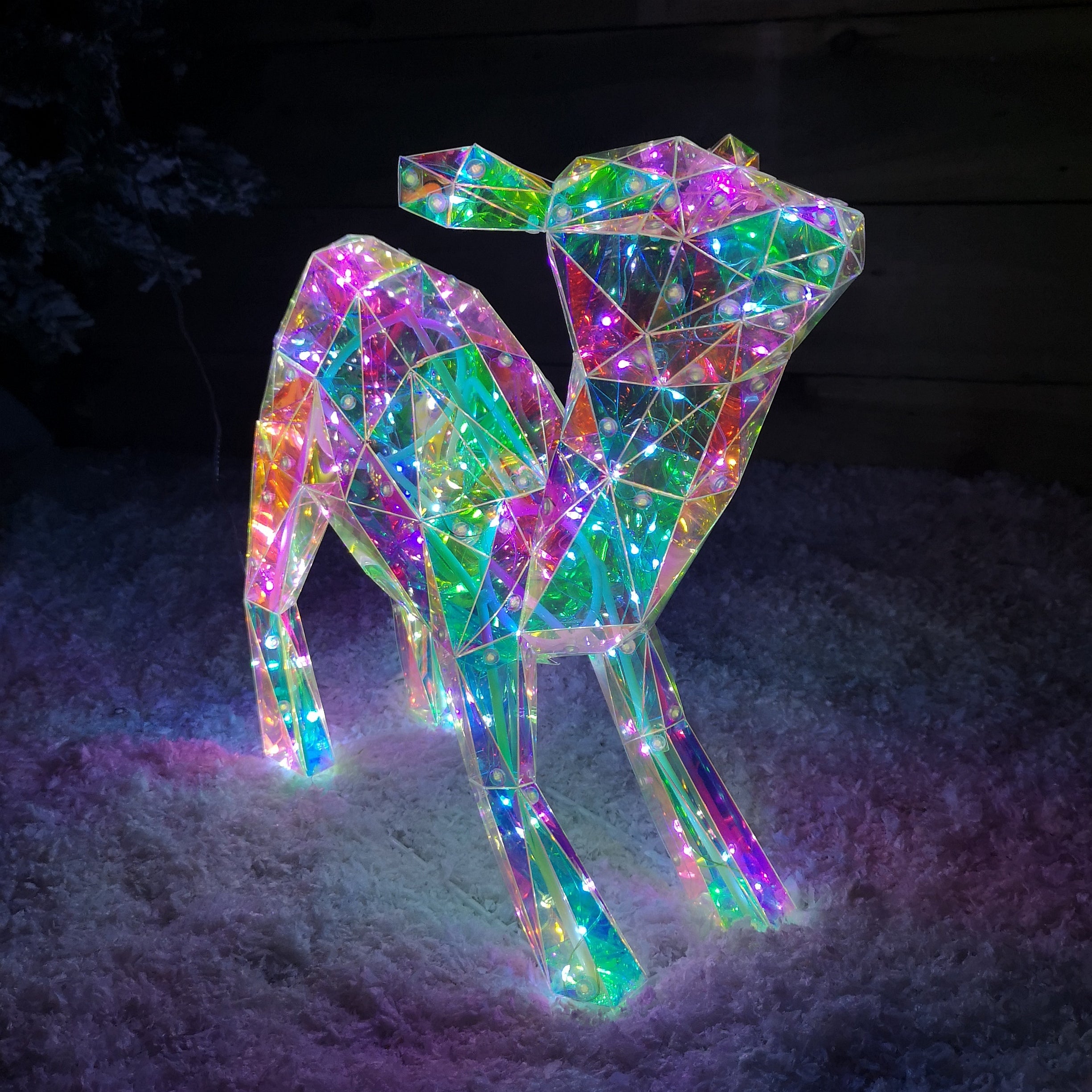 40cm Light up Standing Iridescent DreamLights Christmas Fawn with 100 White LEDs