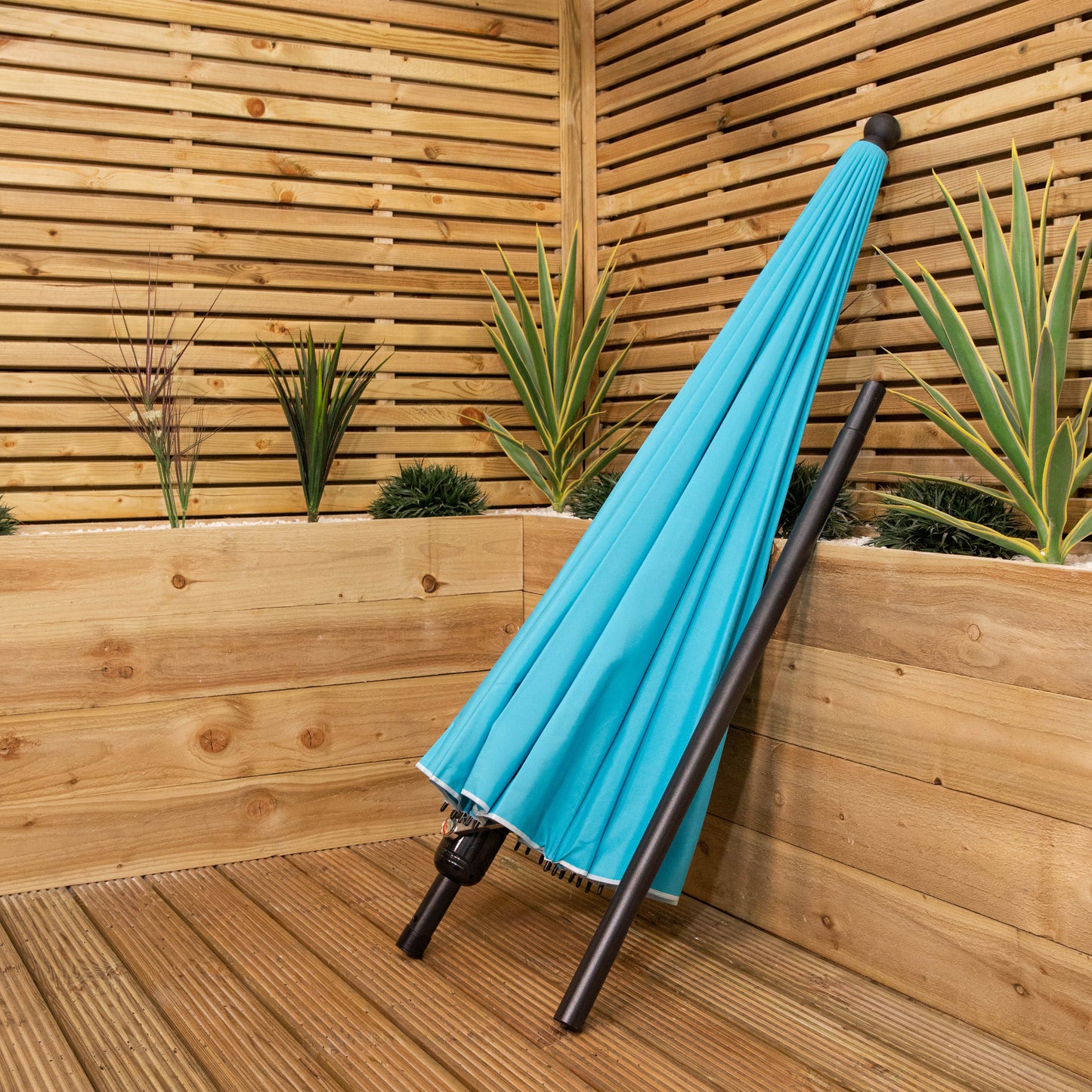 2.6m Aluminium Shanghai Garden Patio Sun Shade Parasol with Crank & Tilt in Turquoise