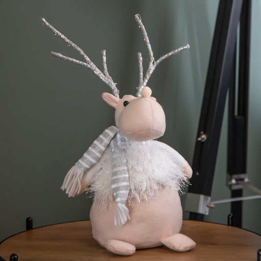 40cm Battery Operated Plush Christmas Reindeer with LED Lit Antlers