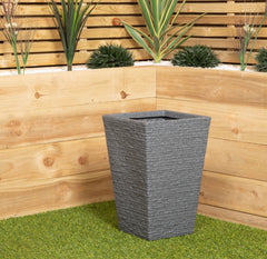 45cm Tall Plastic Ash Grey Slate Effect Garden Patio Trough