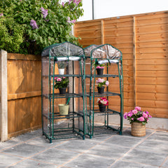 2 Pack of 130m Outdoor Garden Patio Mini Greenhouse with 4 Shelves