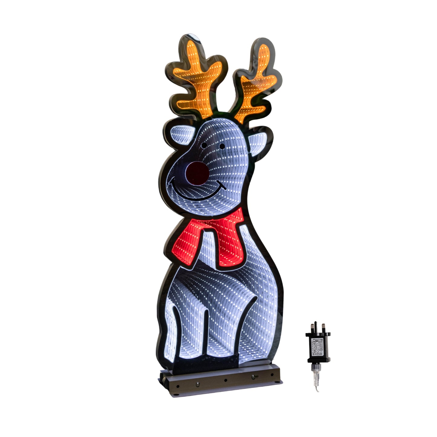 60cm Light up Standing Reindeer Infinity Mirror Christmas Decoration with LEDs